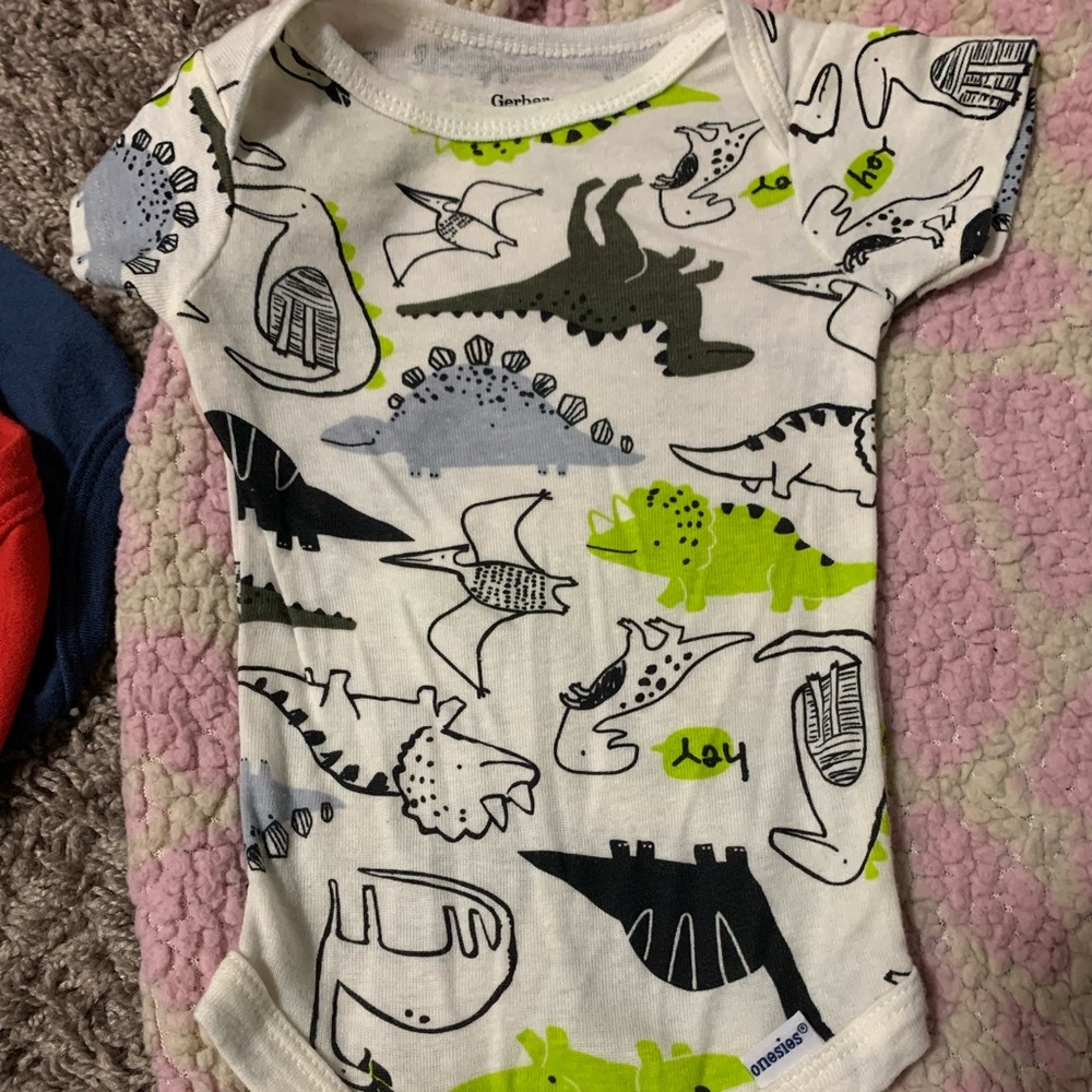 Infant boys Dino onesies, pants and socks